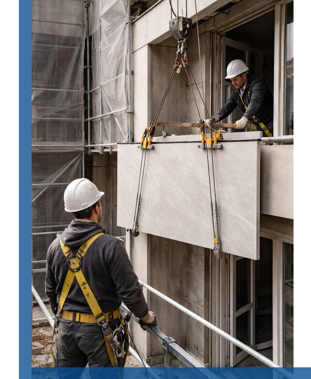 Подъем керамогранита на этаж в Ханты-Мансийске грузчиками и техникой