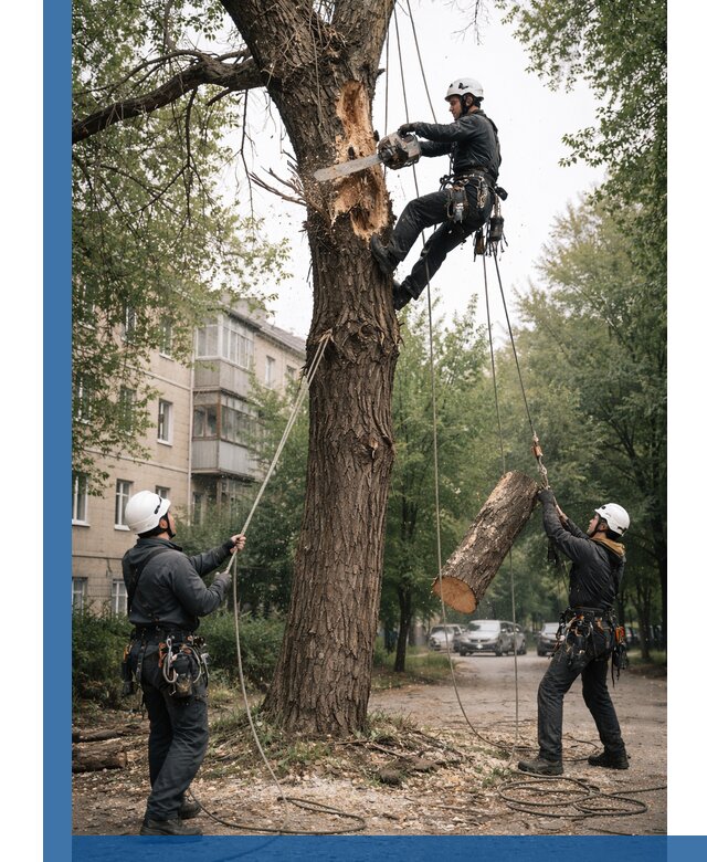 Срочное удаление аварийных деревьев в Ханты-Мансийске с гарантией безопасности
