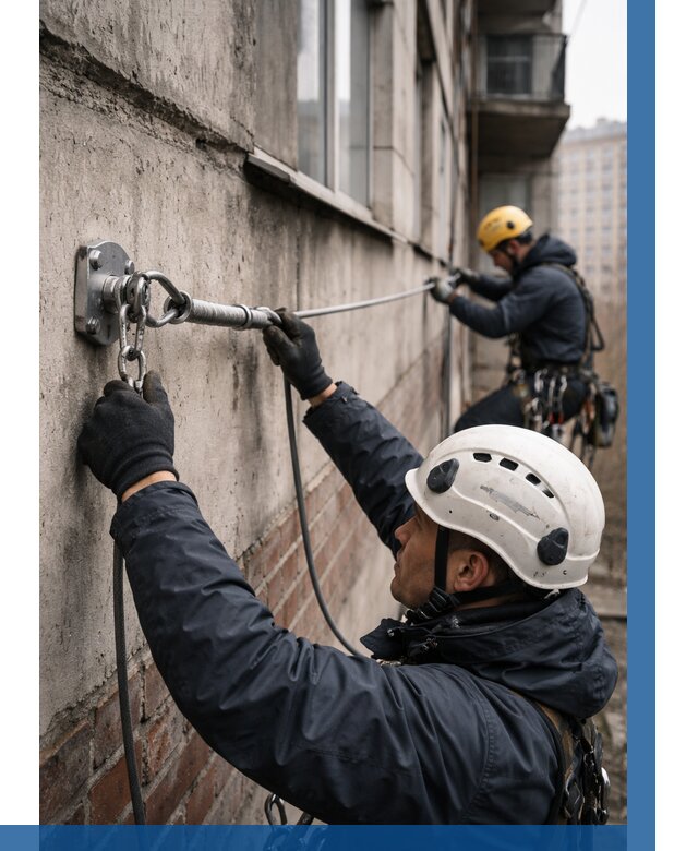 Монтаж анкерных линий в Ханты-Мансийске от 3063 р. | ВЫСОТНИК-Хнт