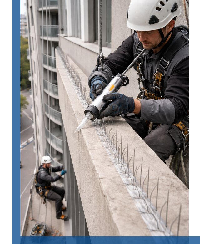 Установка шипов от птиц на фасадах и кровлях в Ханты-Мансийске